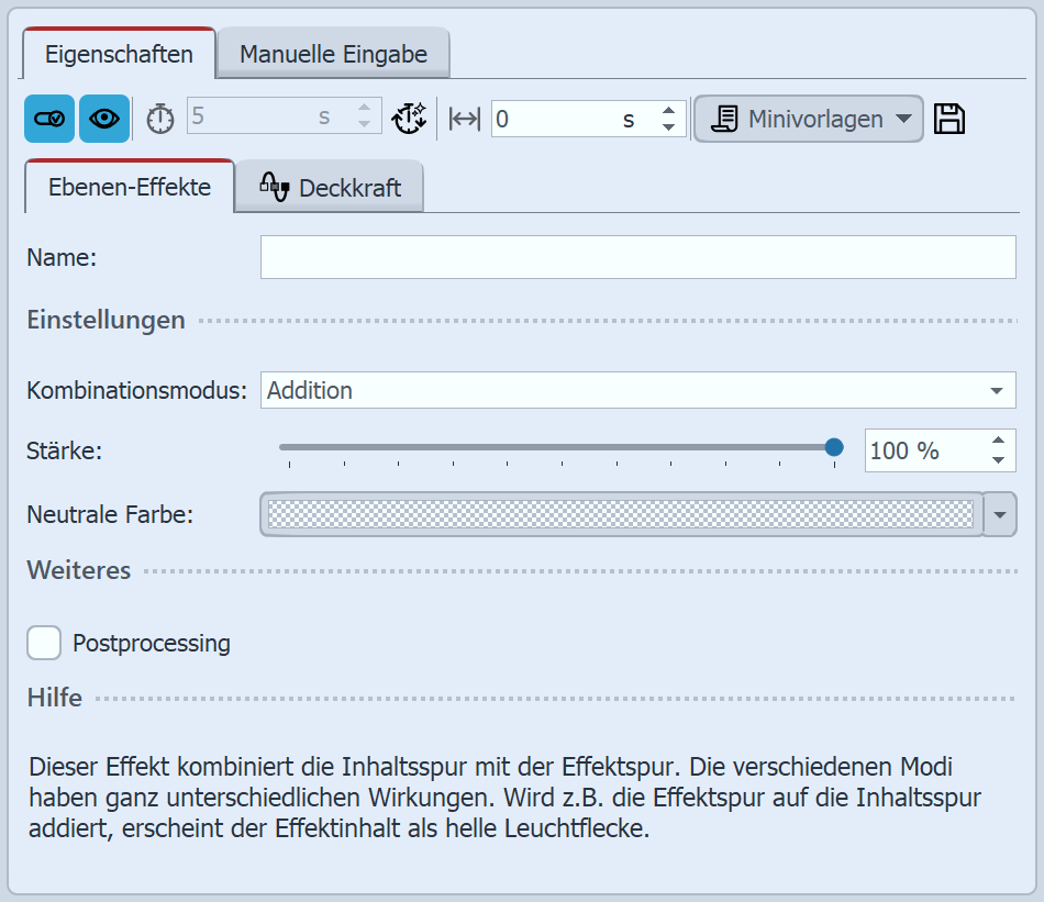 Einstellungen für Ebeneneffekte