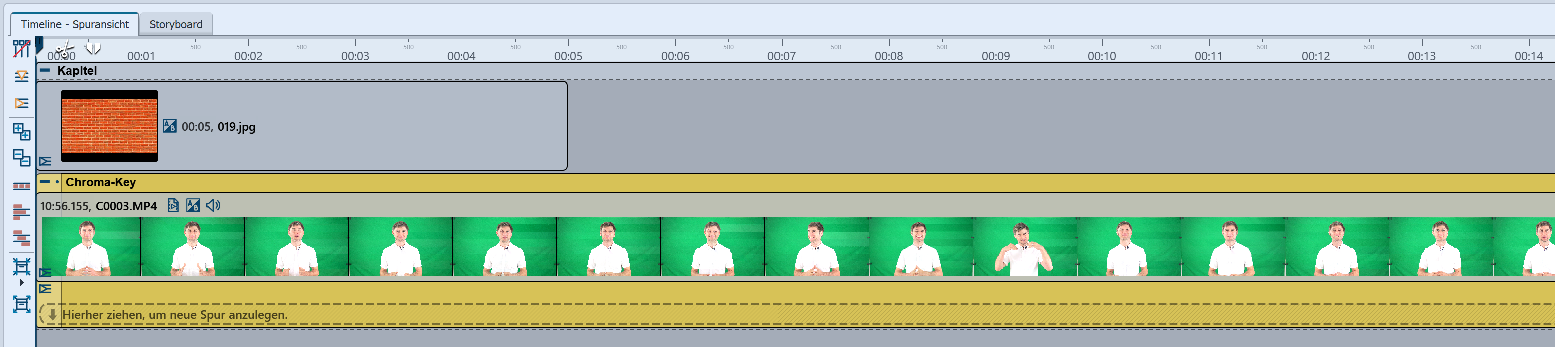 Chroma-Key-Effekt in einem Kapitel in der Timeline