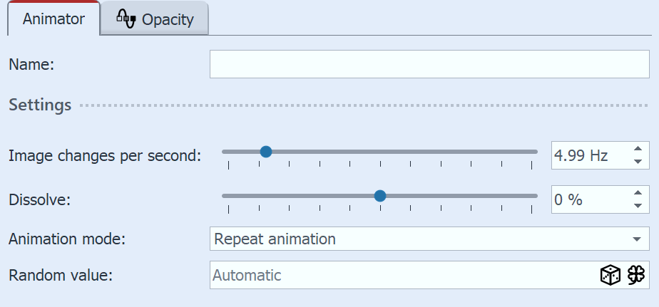 Settings for Animator