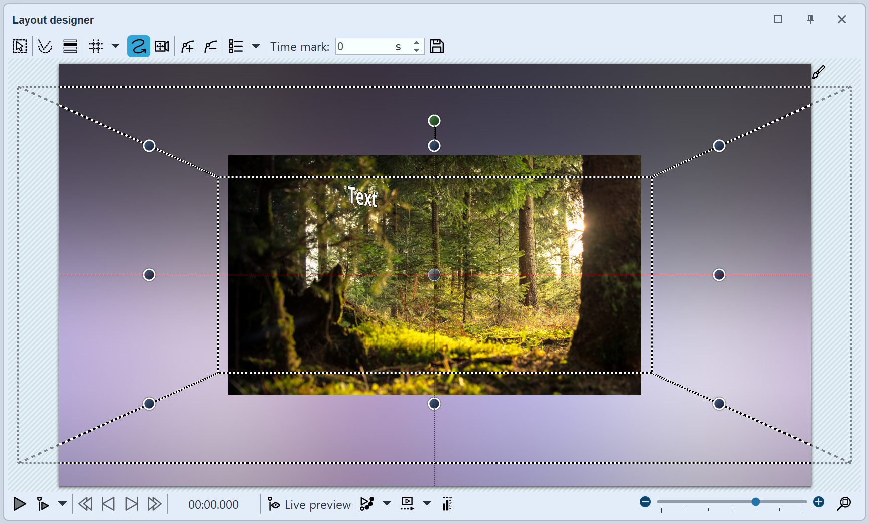 Reduced selection frame of the 3D scene