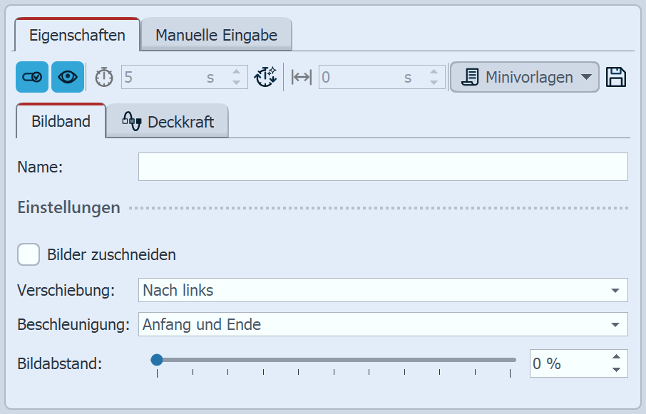 Einstellungen für den Bildband