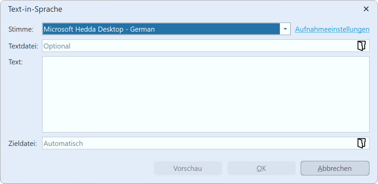 Eingabefenster für Text-in-Sprache 