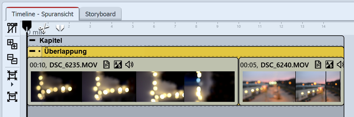 Überlappung in der Timeline