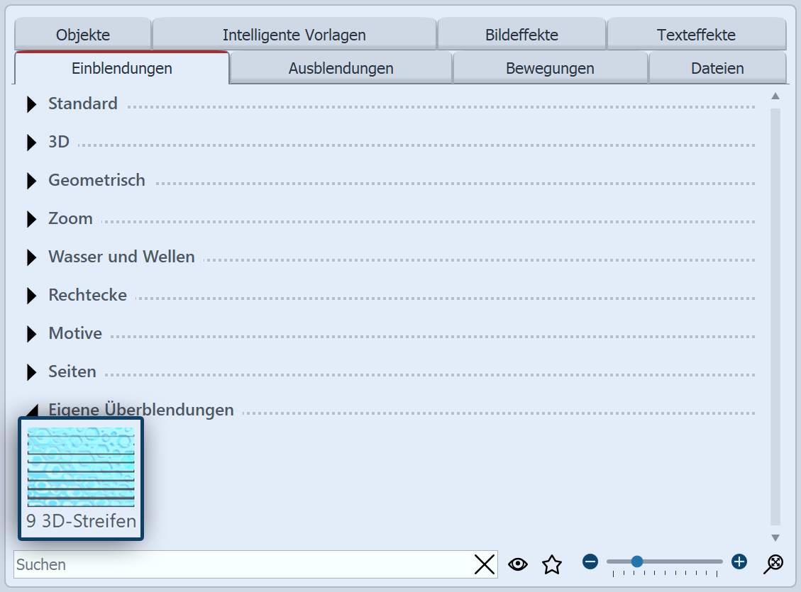 Eigene Überblendungen in der Toolbox