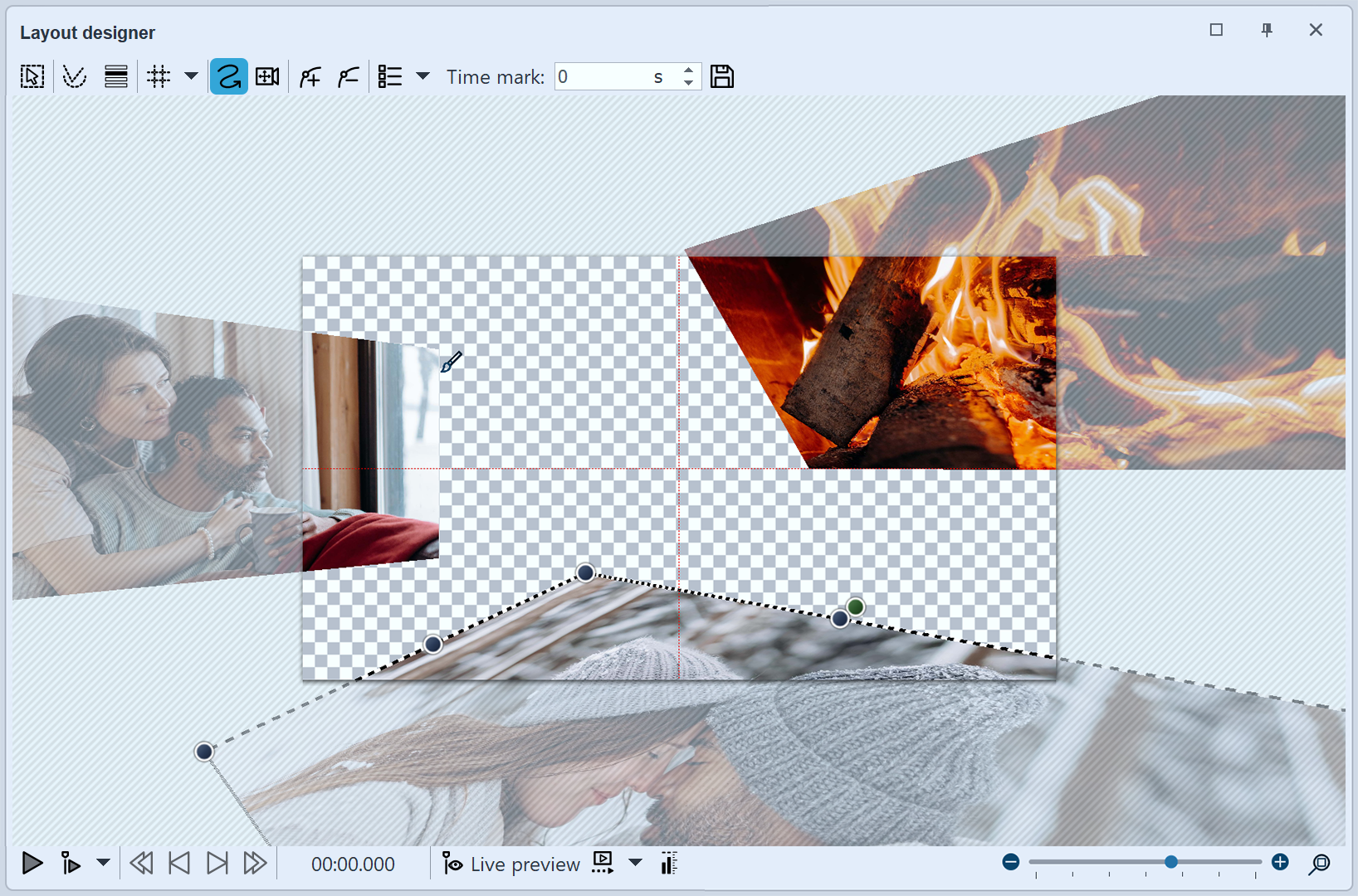 Contents of the 3D camera flight effect in the layout designer 