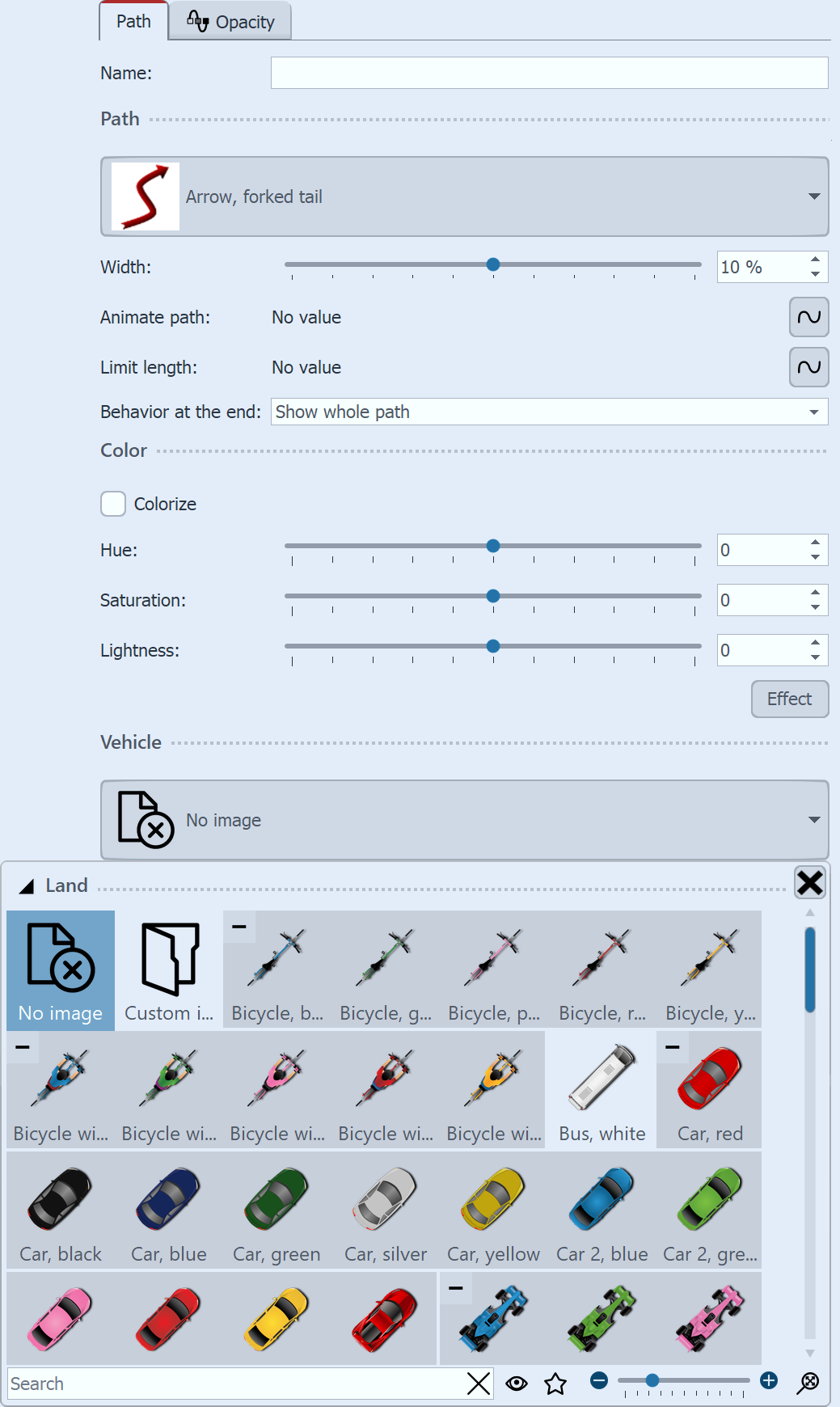 Settings for Decorated path