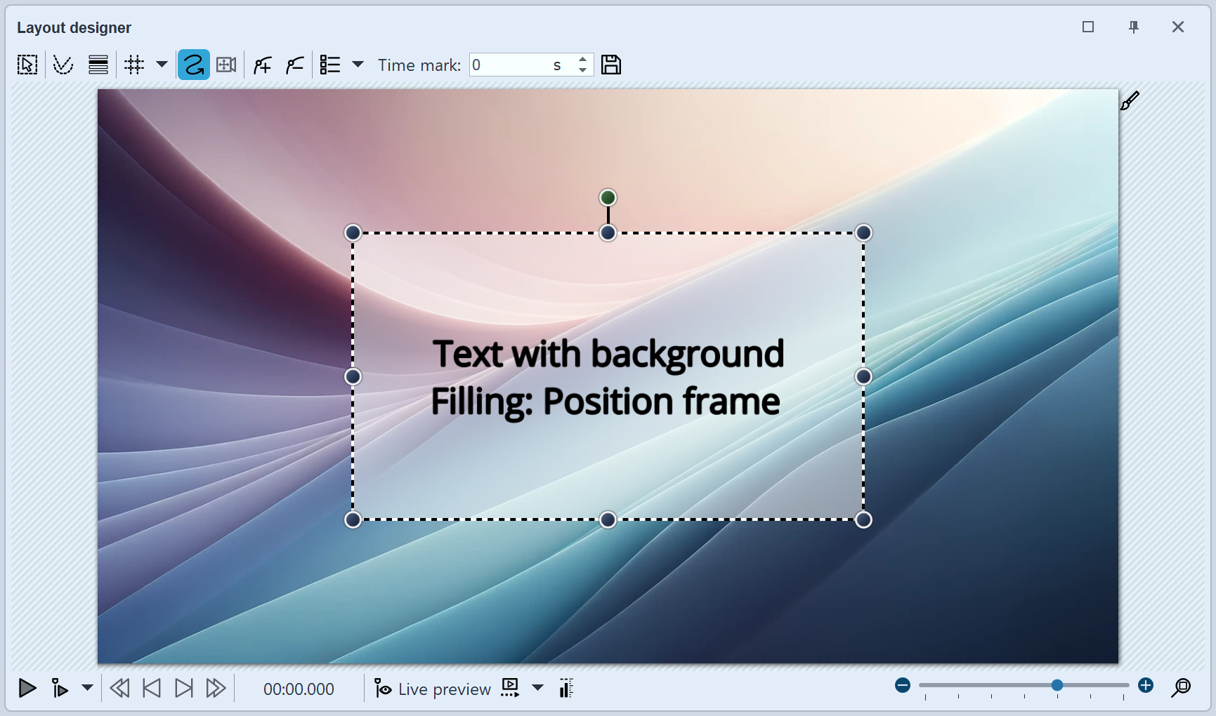 Text with position frame fill