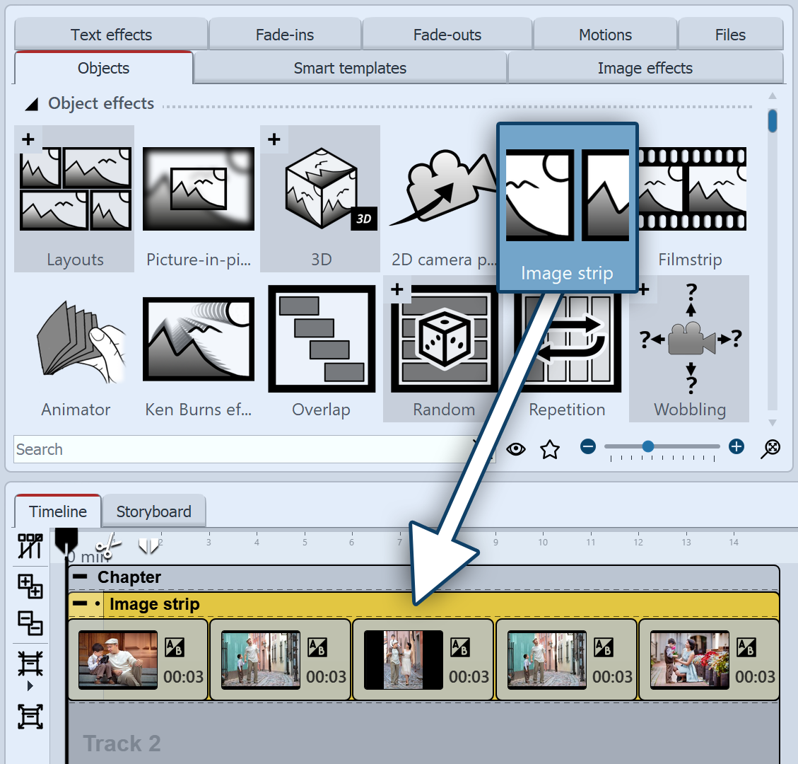 Image strip in the Timeline