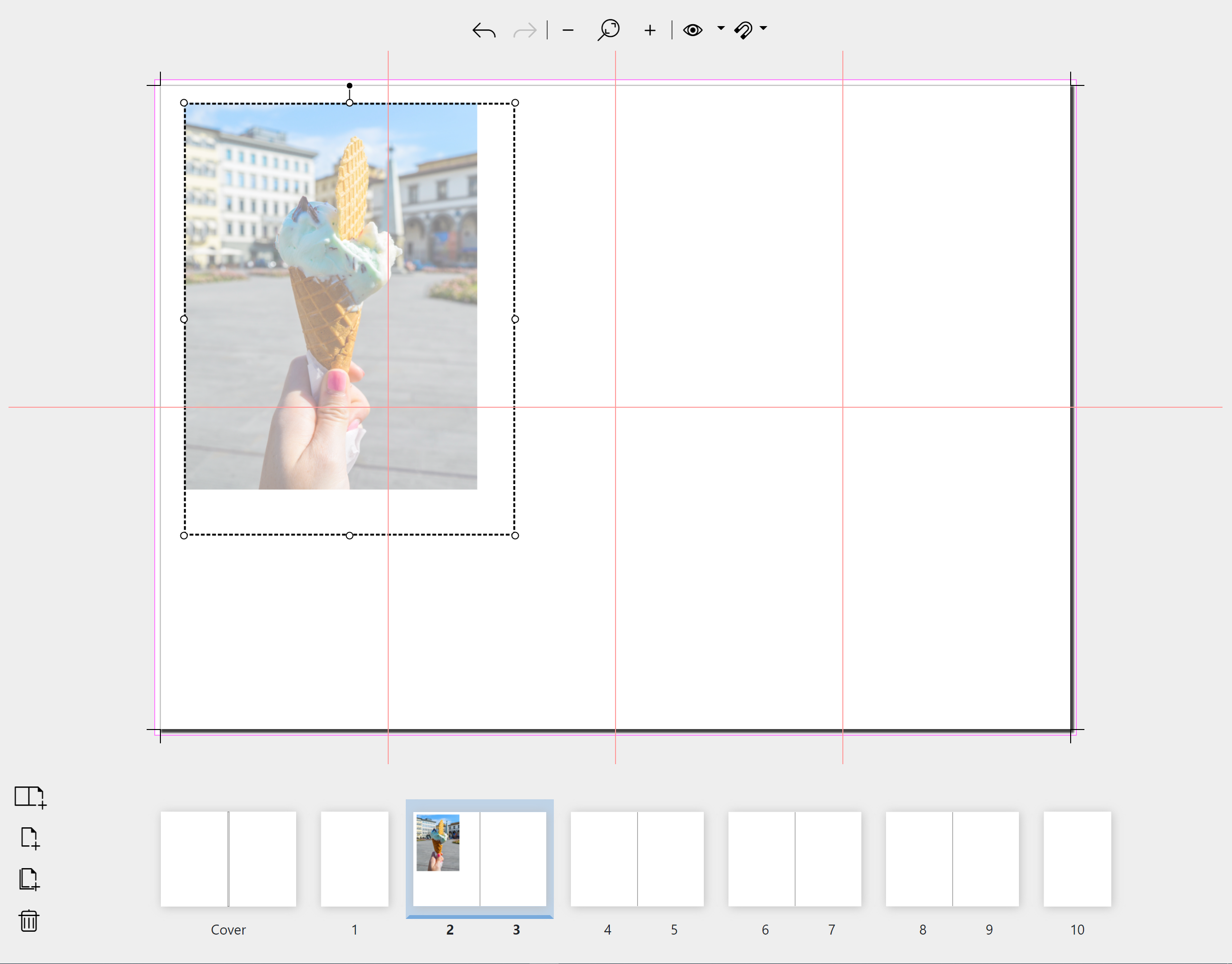 Resizing an image in the Page editor