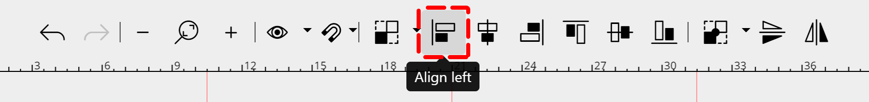 "Align left" selection